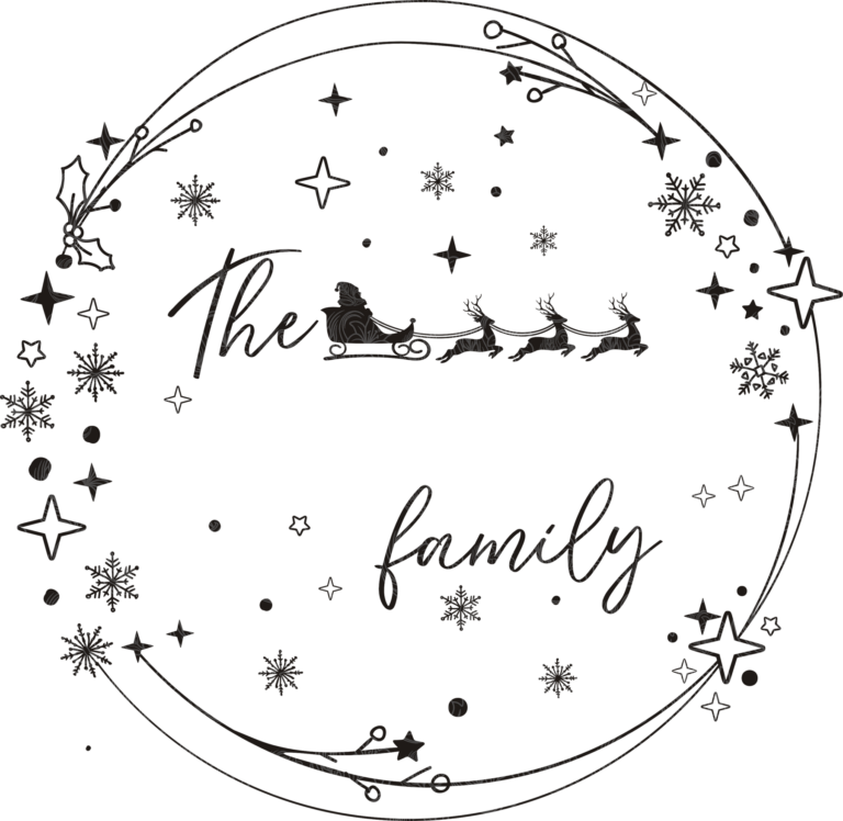 Christmas Family Monogram Santa and Sleigh Snowflakes Stars – GBH22563